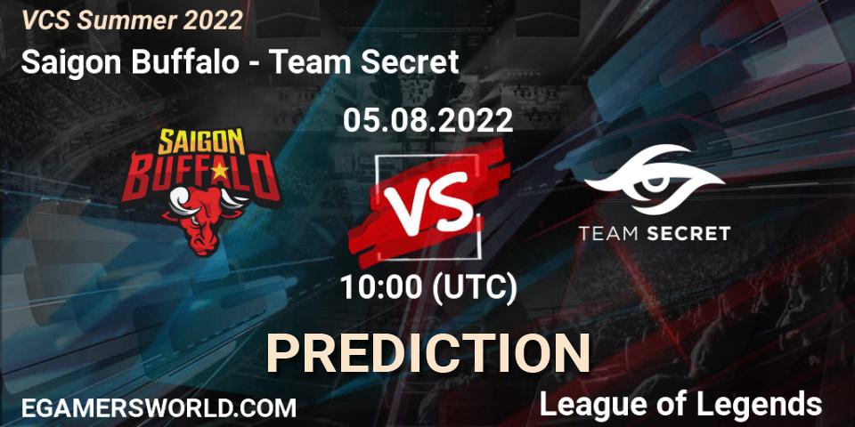 Pronóstico Saigon Buffalo - Team Secret. 05.08.2022 at 10:00, LoL, VCS Summer 2022