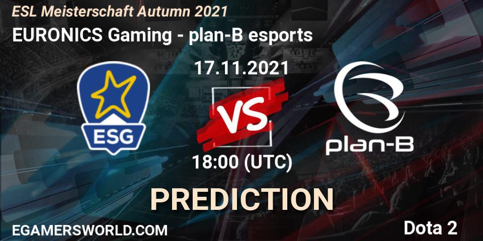 Pronóstico EURONICS Gaming - plan-B esports. 17.11.2021 at 18:04, Dota 2, ESL Meisterschaft Autumn 2021