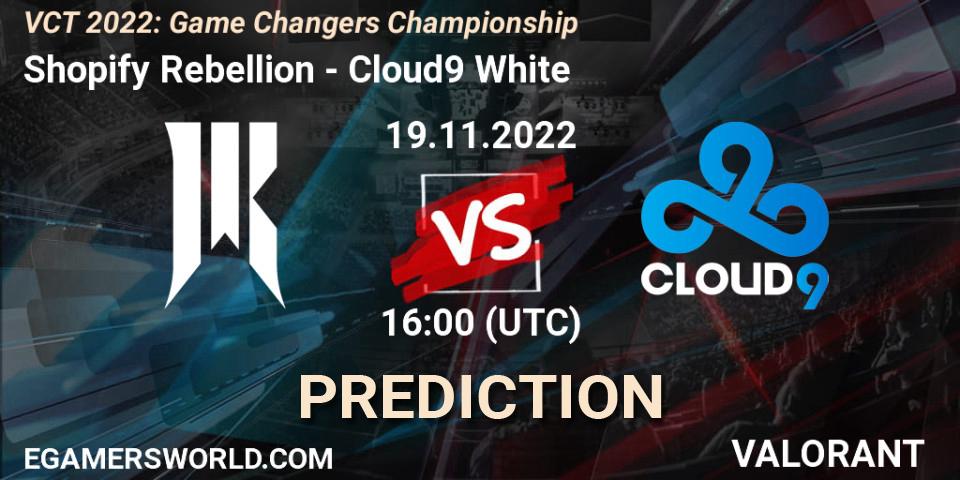 Pronóstico Shopify Rebellion - Cloud9 White. 19.11.2022 at 15:15, VALORANT, VCT 2022: Game Changers Championship