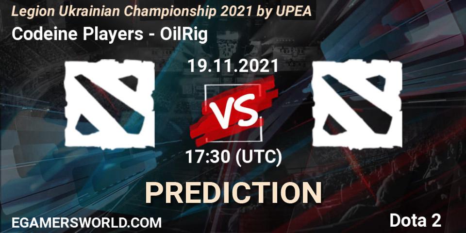 Pronóstico Codeine Players - OilRig. 19.11.2021 at 16:51, Dota 2, Legion Ukrainian Championship 2021 by UPEA