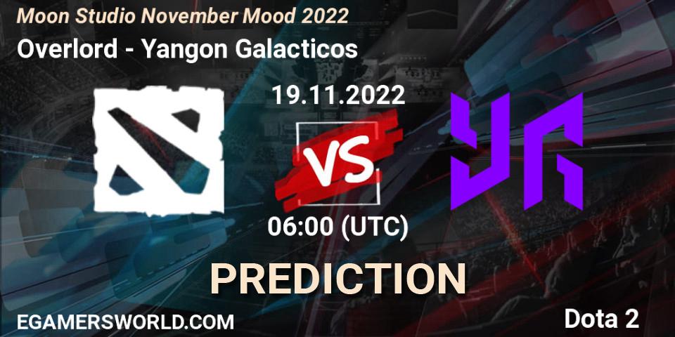 Pronóstico Overlord - Yangon Galacticos. 19.11.2022 at 06:03, Dota 2, Moon Studio November Mood 2022