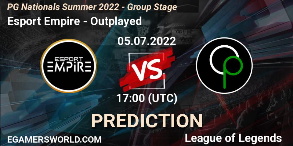 Pronóstico Esport Empire - Outplayed. 05.07.2022 at 18:00, LoL, PG Nationals Summer 2022 - Group Stage