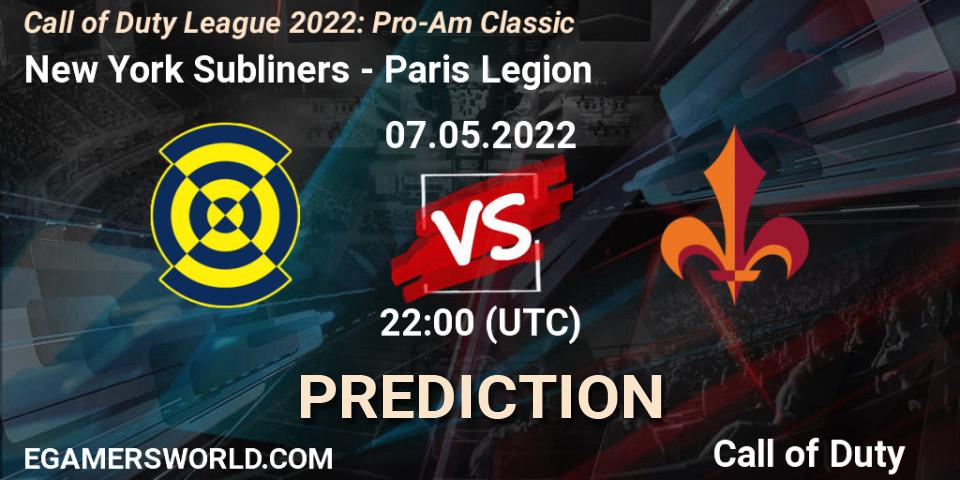 Pronóstico New York Subliners - Paris Legion. 07.05.2022 at 19:00, Call of Duty, Call of Duty League 2022: Pro-Am Classic