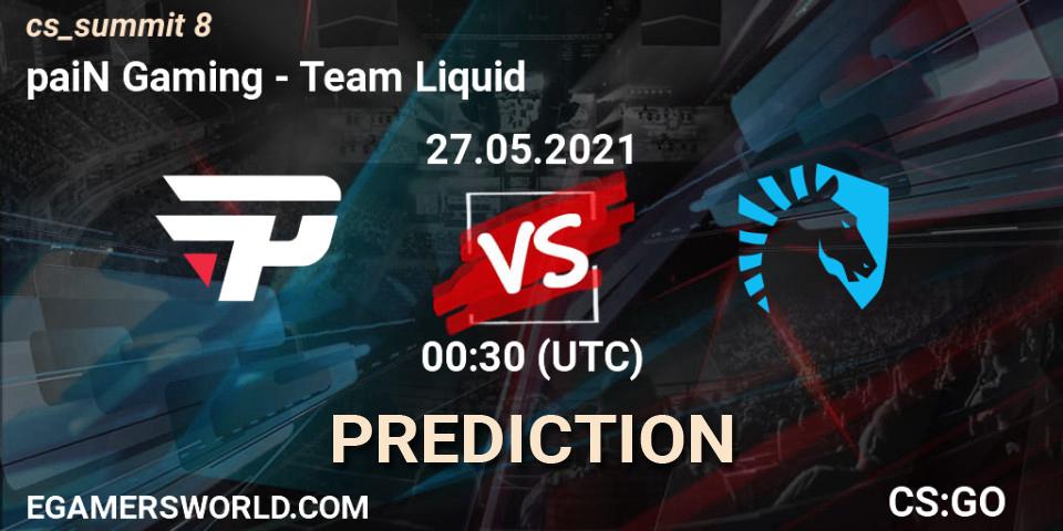 Pronóstico paiN Gaming - Team Liquid. 27.05.2021 at 01:10, Counter-Strike (CS2), cs_summit 8