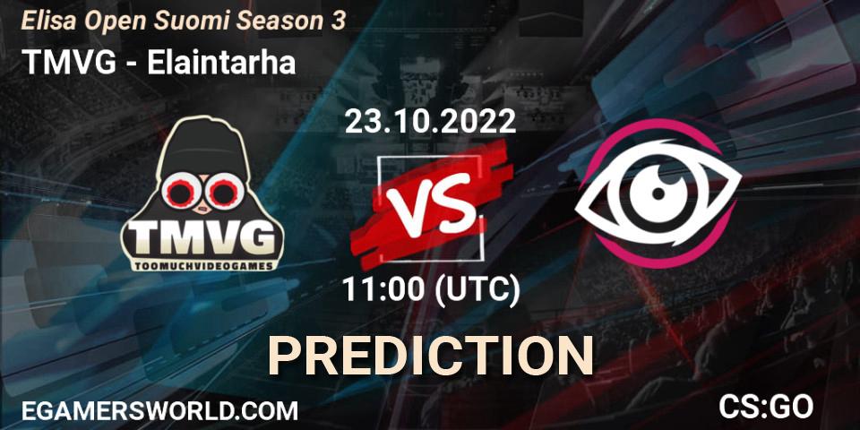 Pronóstico TMVG - Elaintarha. 23.10.2022 at 11:00, Counter-Strike (CS2), Elisa Open Suomi Season 3