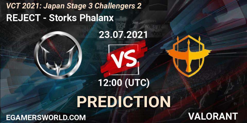 Pronóstico REJECT - Storks Phalanx. 23.07.2021 at 12:00, VALORANT, VCT 2021: Japan Stage 3 Challengers 2