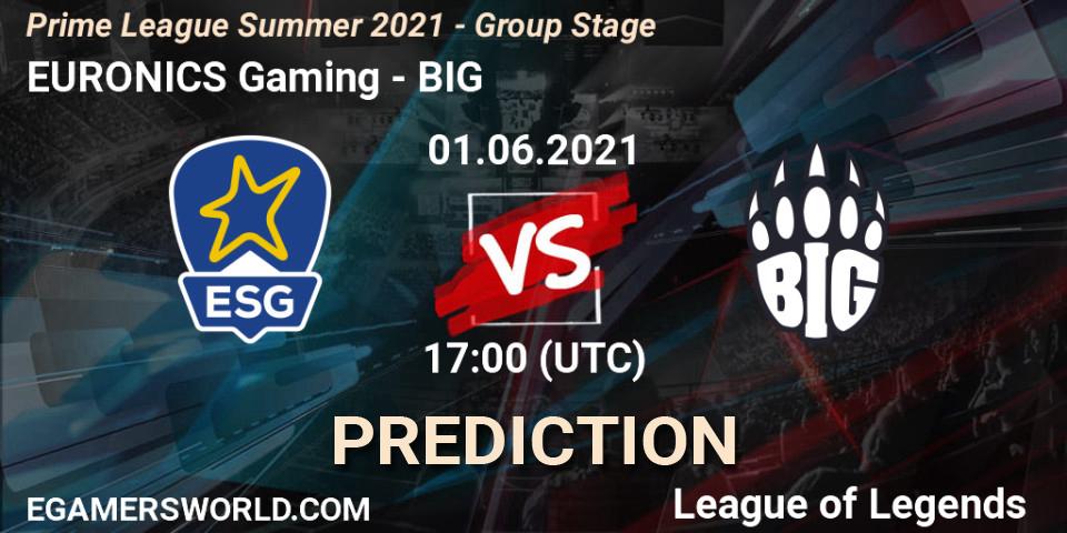 Pronóstico EURONICS Gaming - BIG. 01.06.2021 at 16:00, LoL, Prime League Summer 2021 - Group Stage