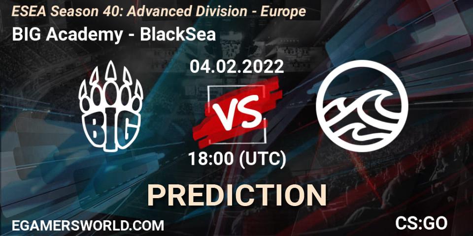 Pronóstico BIG Academy - BlackSea. 04.02.2022 at 18:00, Counter-Strike (CS2), ESEA Season 40: Advanced Division - Europe