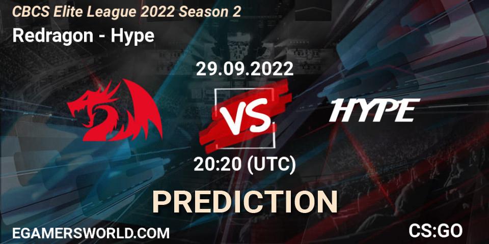 Pronóstico Redragon - Hype. 29.09.2022 at 20:20, Counter-Strike (CS2), CBCS Elite League 2022 Season 2