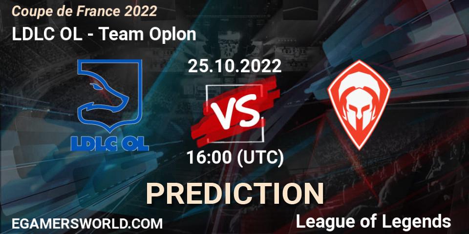 Pronóstico LDLC OL - Team Oplon. 25.10.2022 at 16:00, LoL, Coupe de France 2022