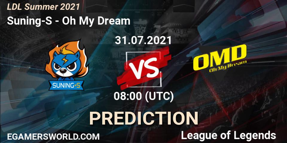Pronóstico Suning-S - Oh My Dream. 01.08.21, LoL, LDL Summer 2021