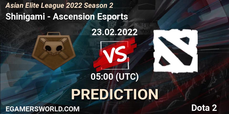 Pronóstico Shinigami - Ascension Esports. 23.02.2022 at 04:58, Dota 2, Asian Elite League 2022 Season 2