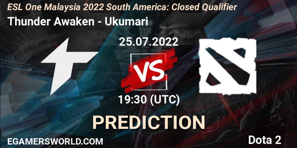 Pronóstico Thunder Awaken - Ukumari. 25.07.2022 at 19:32, Dota 2, ESL One Malaysia 2022 South America: Closed Qualifier