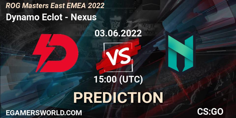 Pronóstico Dynamo Eclot - Nexus. 03.06.22, CS2 (CS:GO), ROG Masters East EMEA 2022