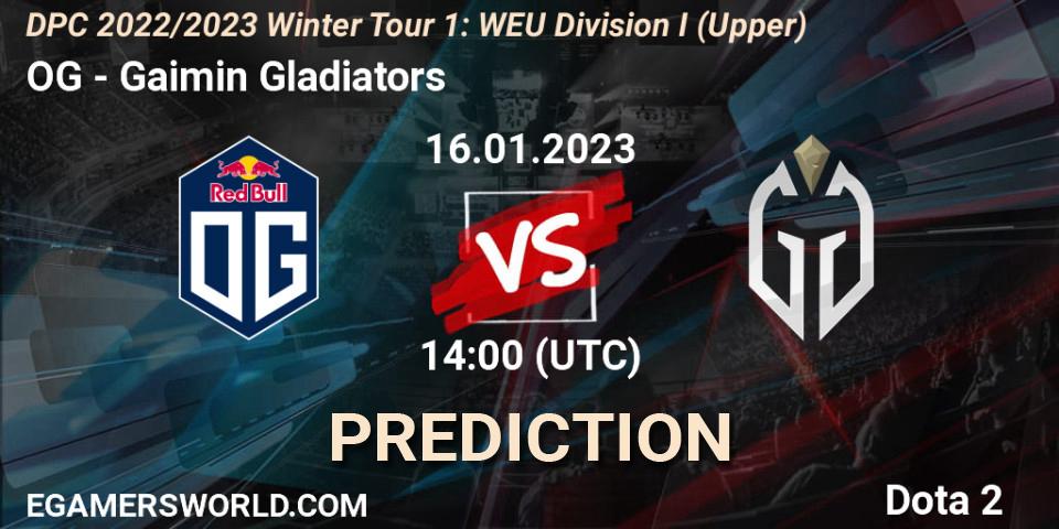 Pronóstico OG - Gaimin Gladiators. 16.01.2023 at 13:57, Dota 2, DPC 2022/2023 Winter Tour 1: WEU Division I (Upper)