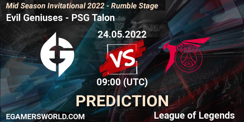 Pronóstico Evil Geniuses - PSG Talon. 24.05.22, LoL, Mid Season Invitational 2022 - Rumble Stage