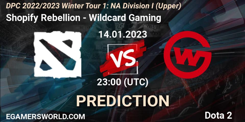 Pronóstico Shopify Rebellion - Wildcard Gaming. 14.01.2023 at 22:53, Dota 2, DPC 2022/2023 Winter Tour 1: NA Division I (Upper)
