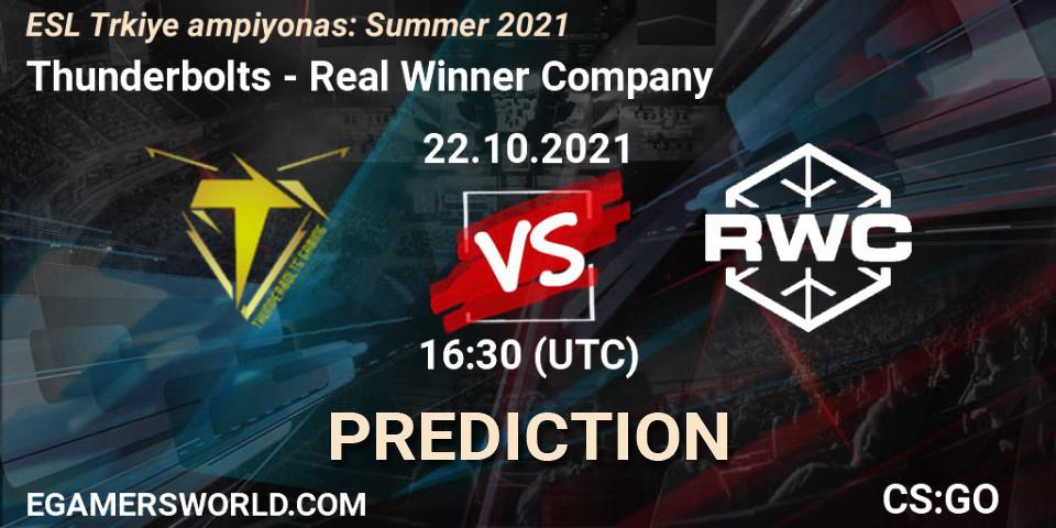 Pronóstico Thunderbolts - Real Winner Company. 22.10.2021 at 16:35, Counter-Strike (CS2), ESL Türkiye Şampiyonası: Summer 2021