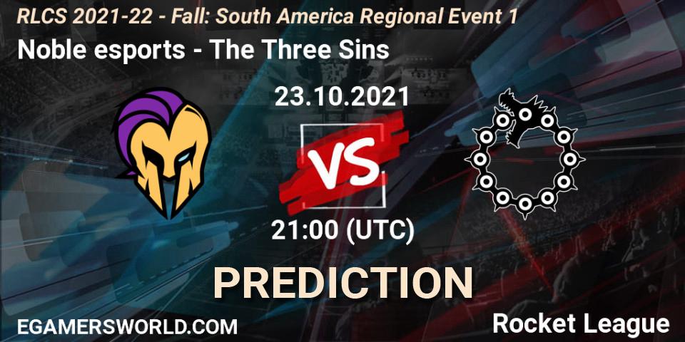 Pronóstico Noble esports - The Three Sins. 23.10.21, Rocket League, RLCS 2021-22 - Fall: South America Regional Event 1
