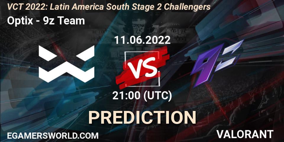 Pronóstico Optix - 9z Team. 11.06.2022 at 21:00, VALORANT, VCT 2022: Latin America South Stage 2 Challengers