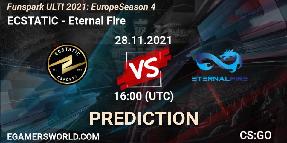 Pronóstico ECSTATIC - Eternal Fire. 28.11.2021 at 16:00, Counter-Strike (CS2), Funspark ULTI 2021: Europe Season 4