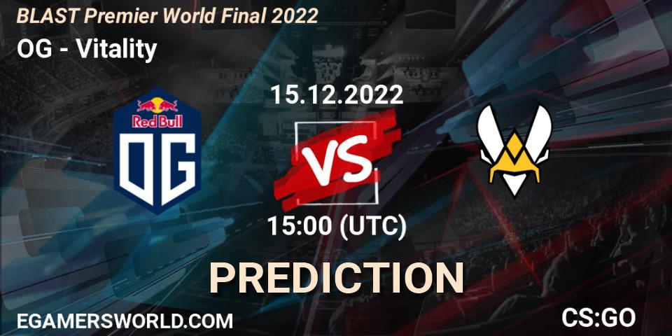Pronóstico OG - Vitality. 15.12.2022 at 15:55, Counter-Strike (CS2), BLAST Premier World Final 2022