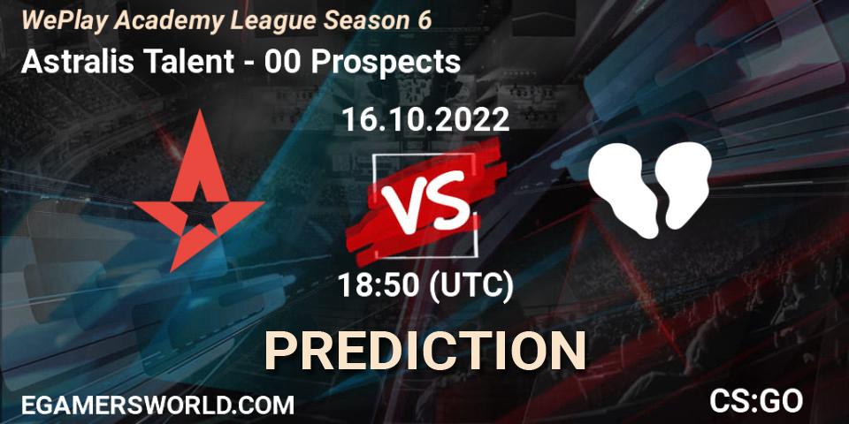 Pronóstico Astralis Talent - 00 Prospects. 16.10.2022 at 19:20, Counter-Strike (CS2), WePlay Academy League Season 6