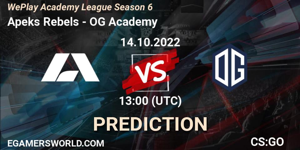 Pronóstico Apeks Rebels - OG Academy. 14.10.2022 at 13:00, Counter-Strike (CS2), WePlay Academy League Season 6