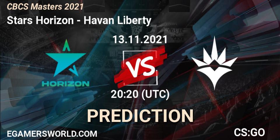 Pronóstico Stars Horizon - Havan Liberty. 13.11.2021 at 20:20, Counter-Strike (CS2), CBCS Masters 2021