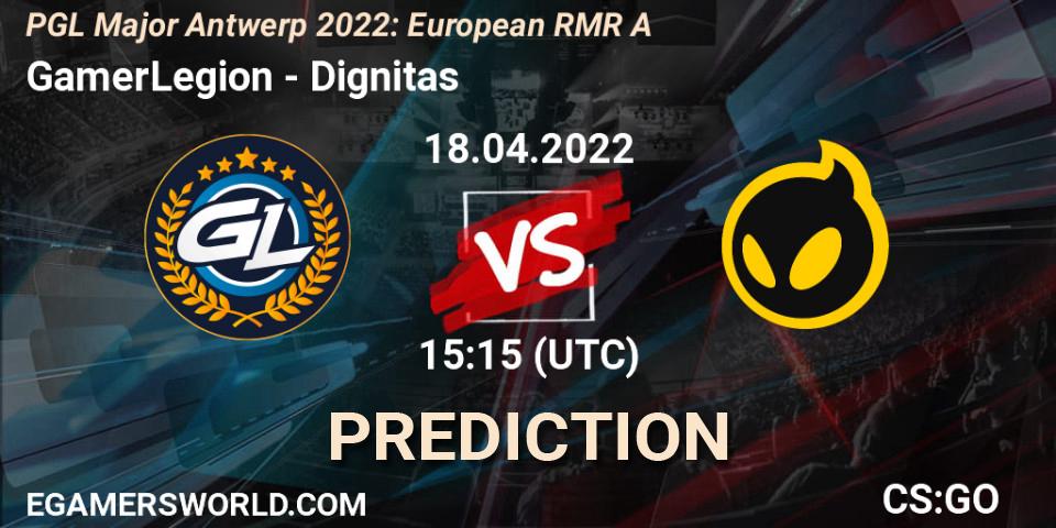 Pronóstico GamerLegion - Dignitas. 18.04.22, CS2 (CS:GO), PGL Major Antwerp 2022: European RMR A