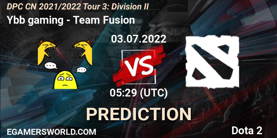 Pronóstico Ybb gaming - Team Fusion. 03.07.2022 at 05:29, Dota 2, DPC CN 2021/2022 Tour 3: Division II