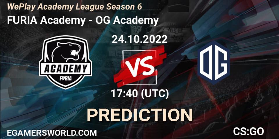 Pronóstico FURIA Academy - OG Academy. 24.10.2022 at 17:40, Counter-Strike (CS2), WePlay Academy League Season 6
