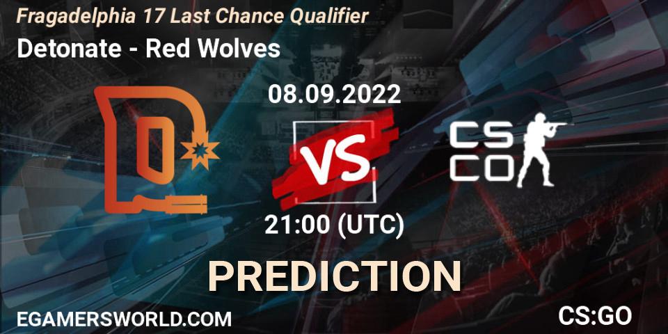 Pronóstico Detonate - Red Wolves. 08.09.2022 at 21:15, Counter-Strike (CS2), Fragadelphia 17 Last Chance Qualifier