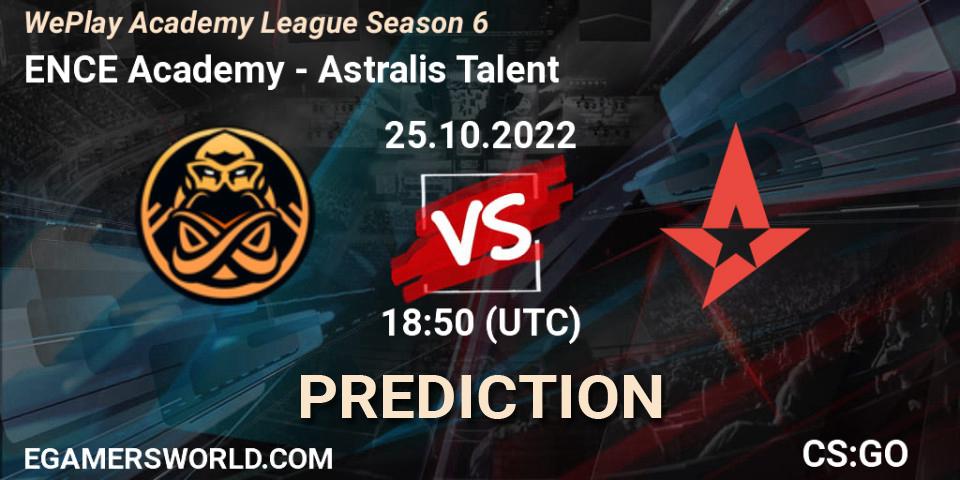 Pronóstico ENCE Academy - Astralis Talent. 25.10.2022 at 19:20, Counter-Strike (CS2), WePlay Academy League Season 6
