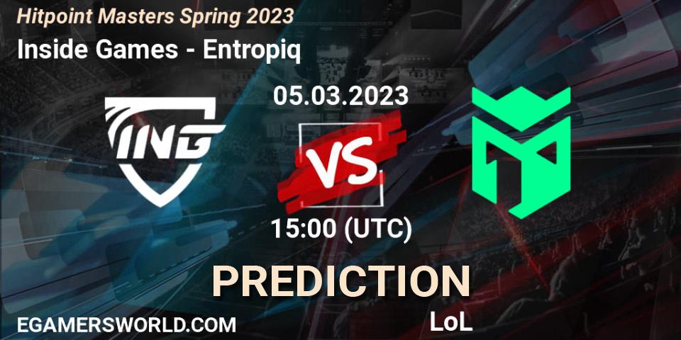 Pronóstico Inside Games - Entropiq. 07.02.23, LoL, Hitpoint Masters Spring 2023