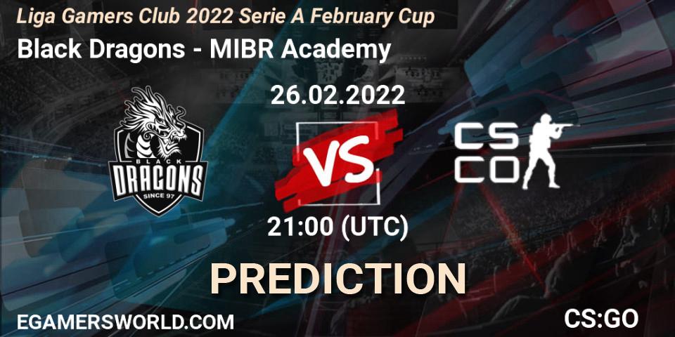 Pronóstico Black Dragons - MIBR Academy. 26.02.2022 at 21:00, Counter-Strike (CS2), Liga Gamers Club 2022 Serie A February Cup