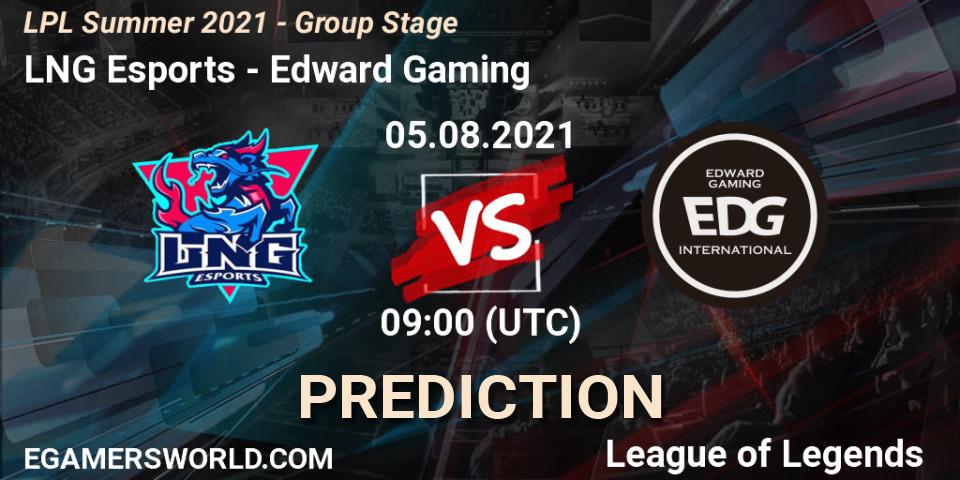 Pronóstico LNG Esports - Edward Gaming. 05.08.2021 at 10:00, LoL, LPL Summer 2021 - Group Stage