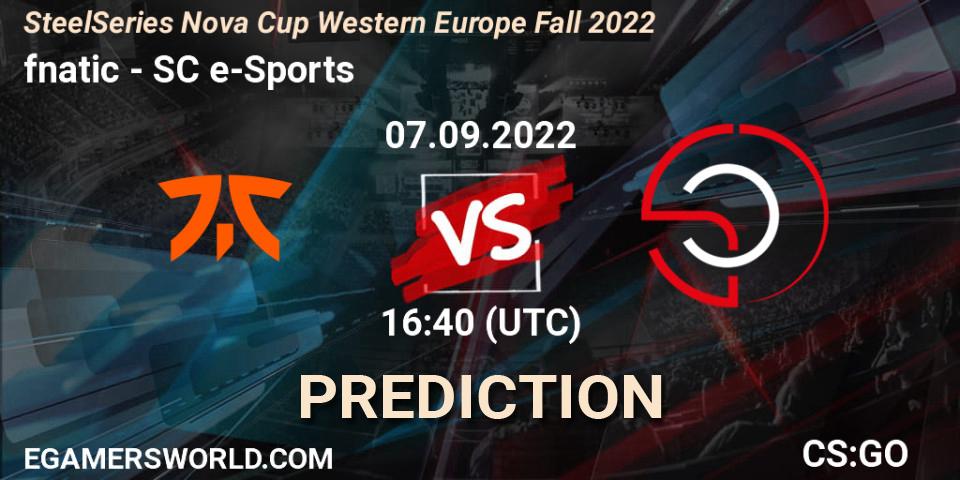 Pronóstico fnatic - SC e-Sports. 07.09.2022 at 16:40, Counter-Strike (CS2), SteelSeries Nova Cup Western Europe Fall 2022