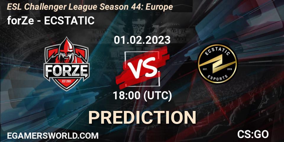 Pronóstico forZe - ECSTATIC. 01.02.23, CS2 (CS:GO), ESL Challenger League Season 44: Europe