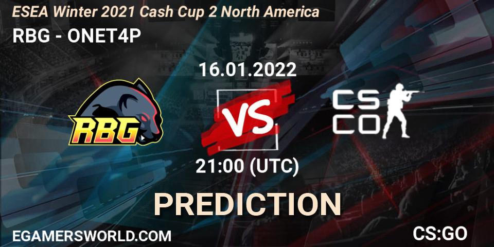 Pronóstico RBG - ONET4P. 16.01.22, CS2 (CS:GO), ESEA Winter 2021 Cash Cup 2 North America