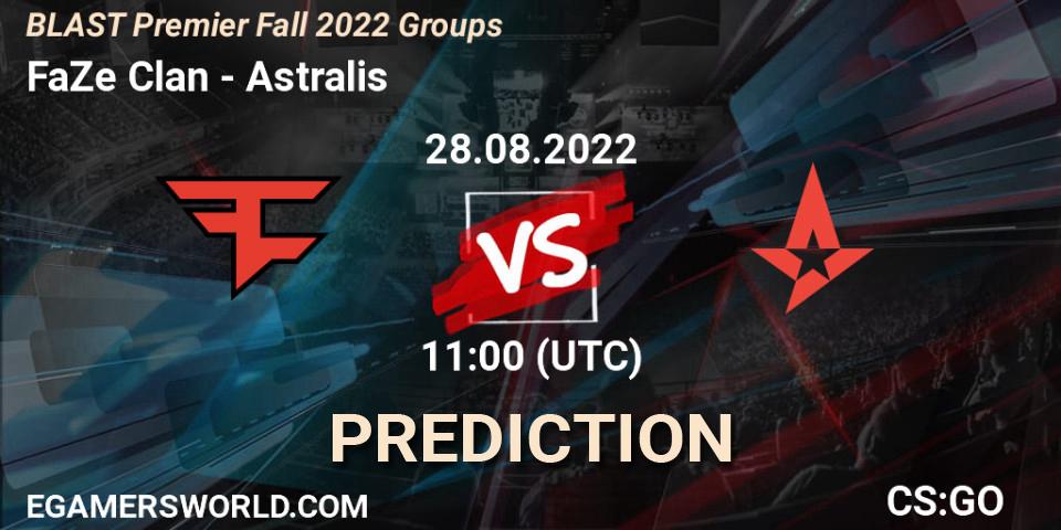 Pronóstico FaZe Clan - Astralis. 28.08.22, CS2 (CS:GO), BLAST Premier Fall 2022 Groups