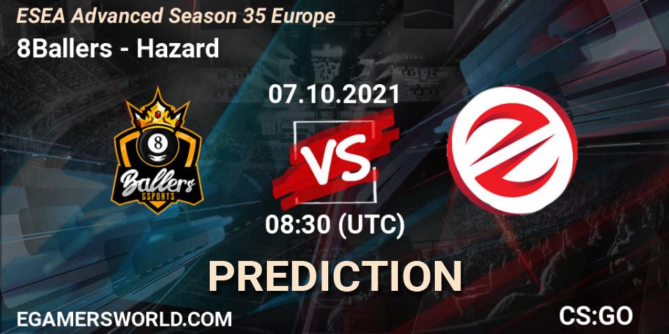 Pronóstico 8Ballers - Hazard. 07.10.2021 at 08:30, Counter-Strike (CS2), ESEA Advanced Season 35 Europe