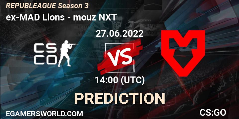 Pronóstico ex-MAD Lions - mouz NXT. 27.06.2022 at 14:00, Counter-Strike (CS2), REPUBLEAGUE Season 3