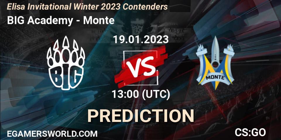 Pronóstico BIG Academy - Monte. 19.01.2023 at 13:25, Counter-Strike (CS2), Elisa Invitational Winter 2023 Contenders