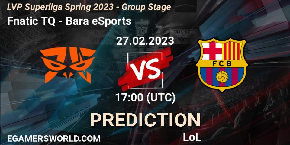 Pronóstico Fnatic TQ - Barça eSports. 27.02.2023 at 19:00, LoL, LVP Superliga Spring 2023 - Group Stage