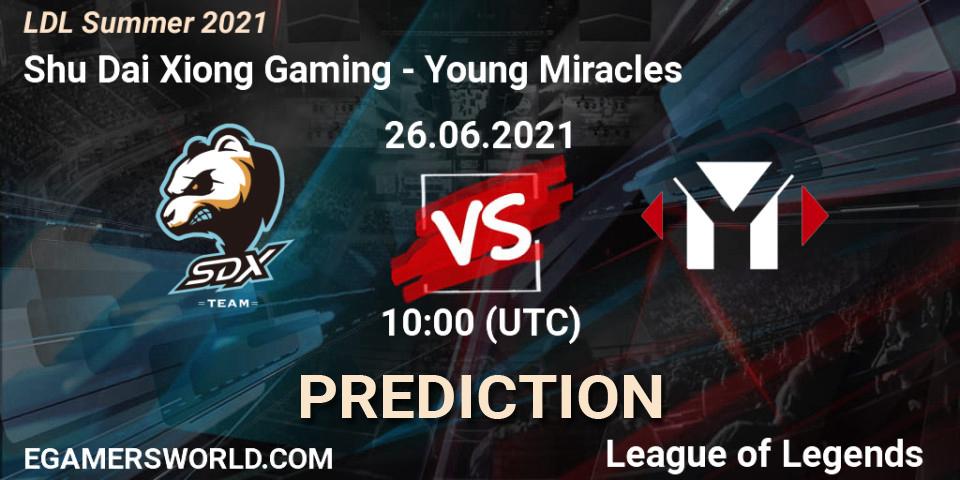 Pronóstico Shu Dai Xiong Gaming - Young Miracles. 26.06.2021 at 11:00, LoL, LDL Summer 2021