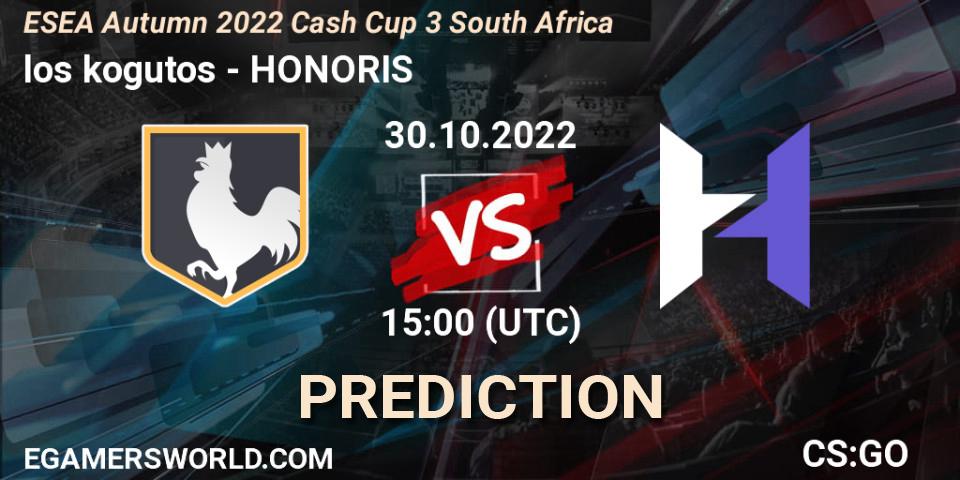 Pronóstico los kogutos - HONORIS. 30.10.2022 at 15:00, Counter-Strike (CS2), ESEA Autumn 2022 Cash Cup 3 South Africa