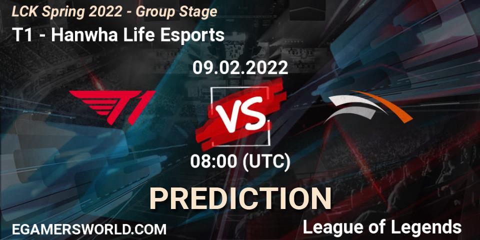 Pronóstico T1 - Hanwha Life Esports. 09.02.2022 at 08:00, LoL, LCK Spring 2022 - Group Stage