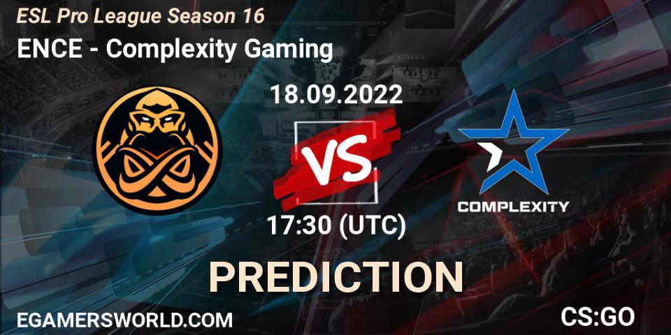 Pronóstico ENCE - Complexity Gaming. 18.09.2022 at 17:30, Counter-Strike (CS2), ESL Pro League Season 16