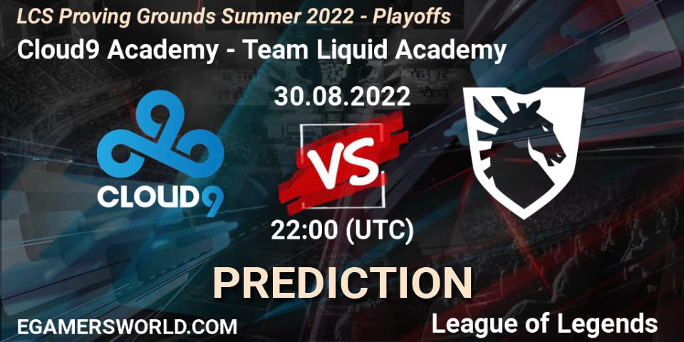 Pronóstico Cloud9 Academy - Team Liquid Academy. 30.08.2022 at 22:00, LoL, LCS Proving Grounds Summer 2022 - Playoffs